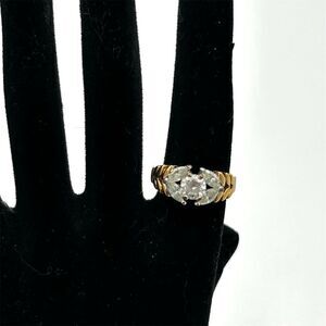 18k Yellow Gold Plated Multi Gemstone Ring One Size